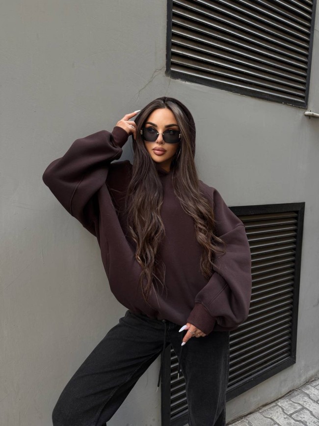 Шоколадный оверсайз худи