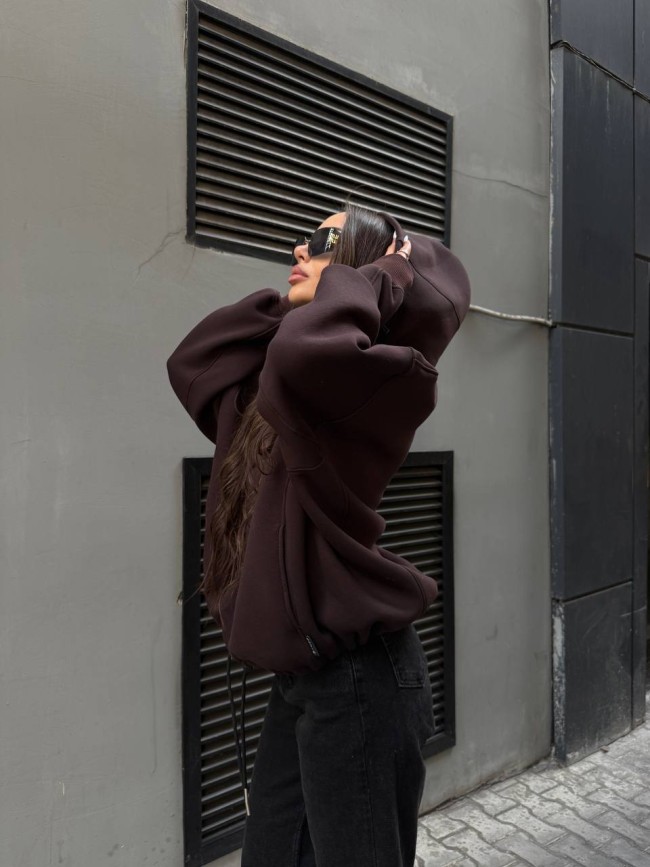 Шоколадный оверсайз худи