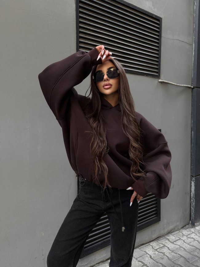 Шоколадный оверсайз худи