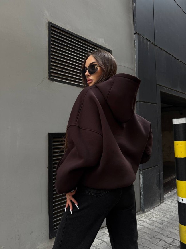 Шоколадный оверсайз худи